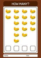 How many counting game with paint palette. worksheet for preschool kids, kids activity sheet vector