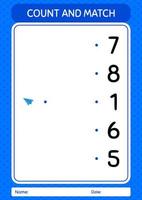 Count and match game with paper plane. worksheet for preschool kids, kids activity sheet vector