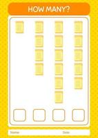 How many counting game with note. worksheet for preschool kids, kids activity sheet vector