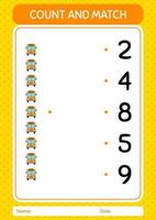 Count and match game with school bus. worksheet for preschool kids, kids activity sheet vector