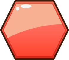 botón hexagonal rojo de dibujos animados png