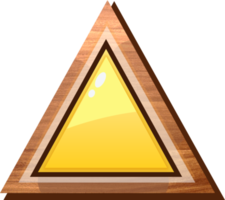 botão de madeira triângulo amarelo dos desenhos animados png
