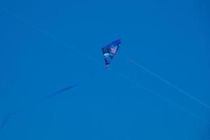 colourful kite flying under the blue sky photo