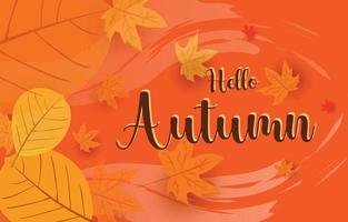 Hello autumn background with leaves golden yellow. fall concept,For wallpaper, postcards, greeting cards, website pages, banners, online sales. Vector illustration