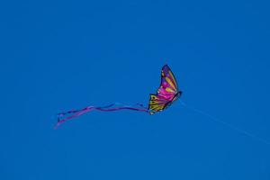 colourful kite flying under the blue sky photo