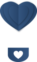 Dunkelblauer, herzförmiger Heißluftballon, herzförmiger Heißluftballon-Papierschnitt png