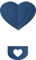 ballon à air chaud en forme de coeur bleu foncé, coupe de papier de ballon à air chaud coeur png