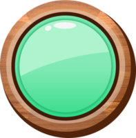 bouton en bois rond dessin animé vert png