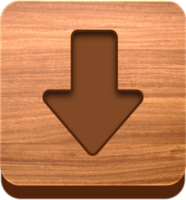 bouton flèche vers le bas en bois, icône en bois png