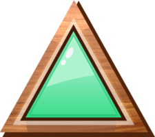 botón de madera triángulo verde de dibujos animados png