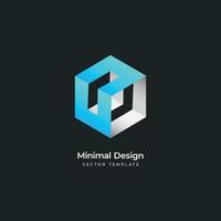 Plantilla de logotipo mínimo de caja de construcción 3d. ilustración vectorial vector