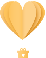 gelbes Herz Heißluftballon Papierschnitt, herzförmiger Heißluftballon png