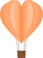 orange hjärta varm luft ballong papper skära, hjärta formad varm luft ballong png