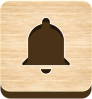 botão de campainha de notificação de madeira, ícone de madeira