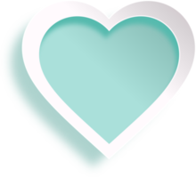 White And Turquoise Heart Paper Cut Style png