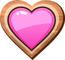 bouton en bois de coeur de dessin animé rose png