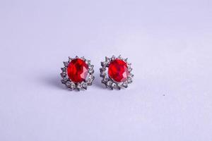 red earrings with crystals photo