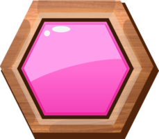 botão de madeira hexágono de desenho rosa png