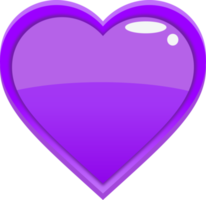 bouton coeur dessin animé violet png