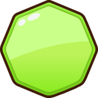 Green Cartoon Octagon Button png