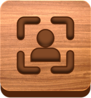 botão de identificação de rosto de madeira, ícone de madeira png