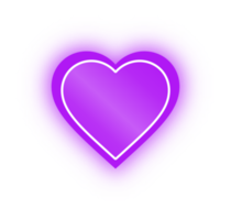 bannière coeur violet néon, coeur néon png