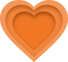 estilo de corte de papel em várias camadas em forma de coração laranja png