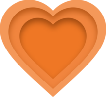 Orange Heart Shape Multi Layered Paper Cut Style png