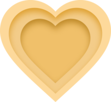 Yellow Heart Shape Multi Layered Paper Cut Style png