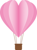 rosa hjärta varm luft ballong papper skära, hjärta formad varm luft ballong png