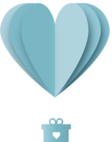 blå hjärta varm luft ballong papper skära, hjärta formad varm luft ballong png