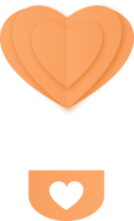balão de ar quente em forma de coração laranja, corte de papel de balão de ar quente de coração png