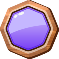 Purple Cartoon Octagon Wooden Button png