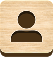 botão de usuário de madeira, ícone de madeira png