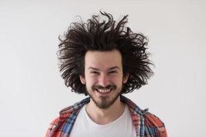 man standing with open arms isolated on a white photo