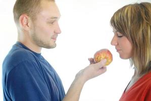 healthy couple with apple photo