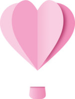 ballon à air chaud coeur rose découpé en papier, ballon à air chaud en forme de coeur png