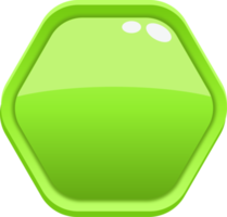 botón verde hexagonal de dibujos animados png