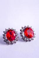 red earrings with crystals photo