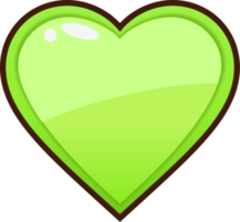 botón de corazón verde de dibujos animados png