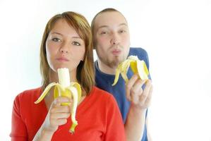 happy couple with bananas photo