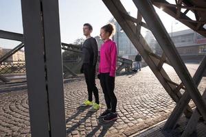 young  couple jogging photo