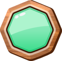 botão de madeira do octógono verde dos desenhos animados png
