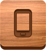 botón de teléfono móvil de madera, icono de madera png