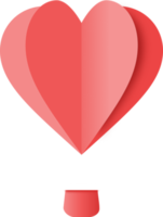 coupe de papier ballon à air chaud coeur rouge, ballon à air chaud en forme de coeur png