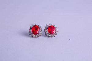 red earrings with crystals photo