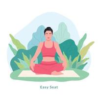 Easy Seat Yoga pose. Young woman woman doing yoga for Yoga Day Celebration. vector