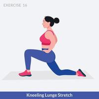 Kneeling Lunge Stretch exercise, Woman workout fitness, aerobic and exercises. vector