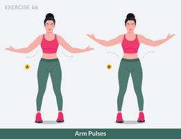 ejercicio de pulsos de brazo, fitness de entrenamiento de mujer, aeróbic y ejercicios. vector