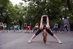 jogging people group stretching photo